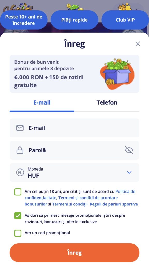 Completează datele de conectare