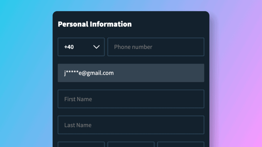 Completează formularul cu datele personale