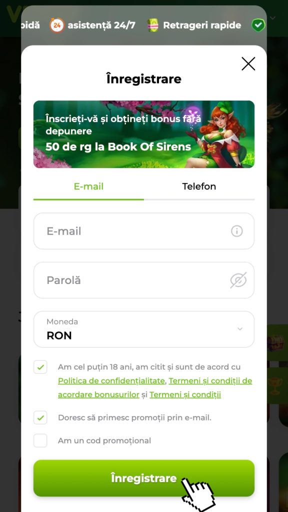 Finalizează înregistrarea
