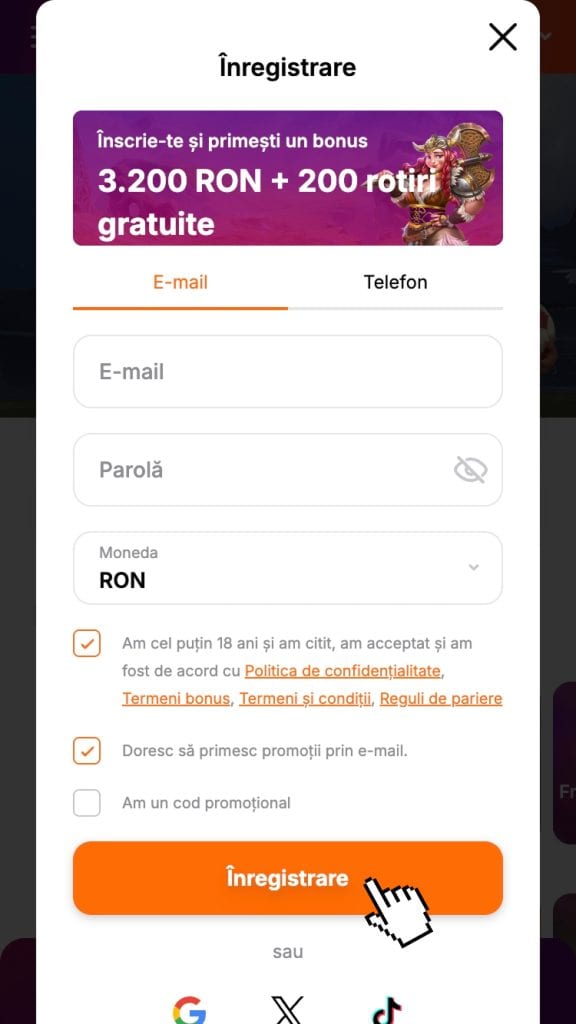 Procedura de înscriere clasică