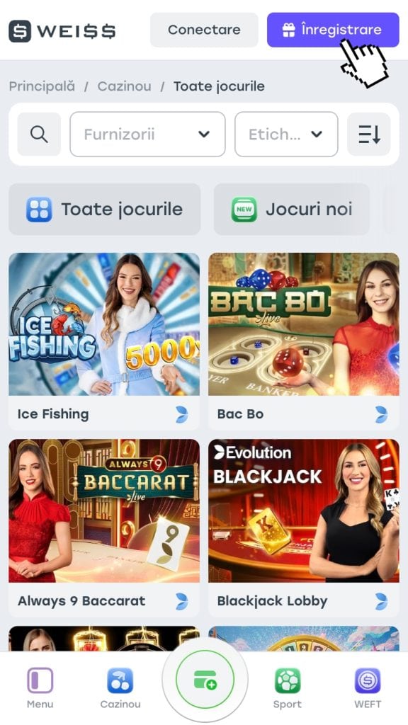 Deschide site-ul cazinoului
