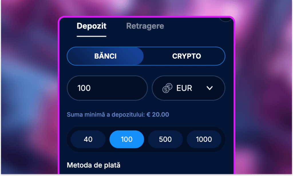 Apasă butonul "Înregistrare" pentru a activa noul cont și efectuează primul depozit la BM.bet online