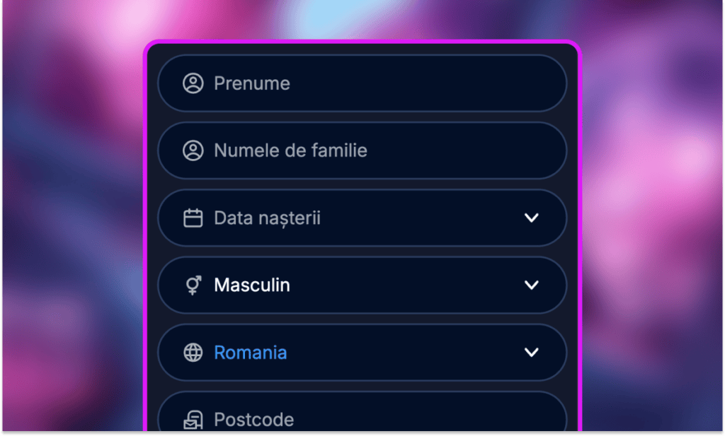 Mergi la profilul de jucător și completează restul datelor