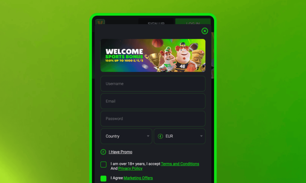 Apasă butonul "Sign Up" pentru a începe procedura de înregistrare