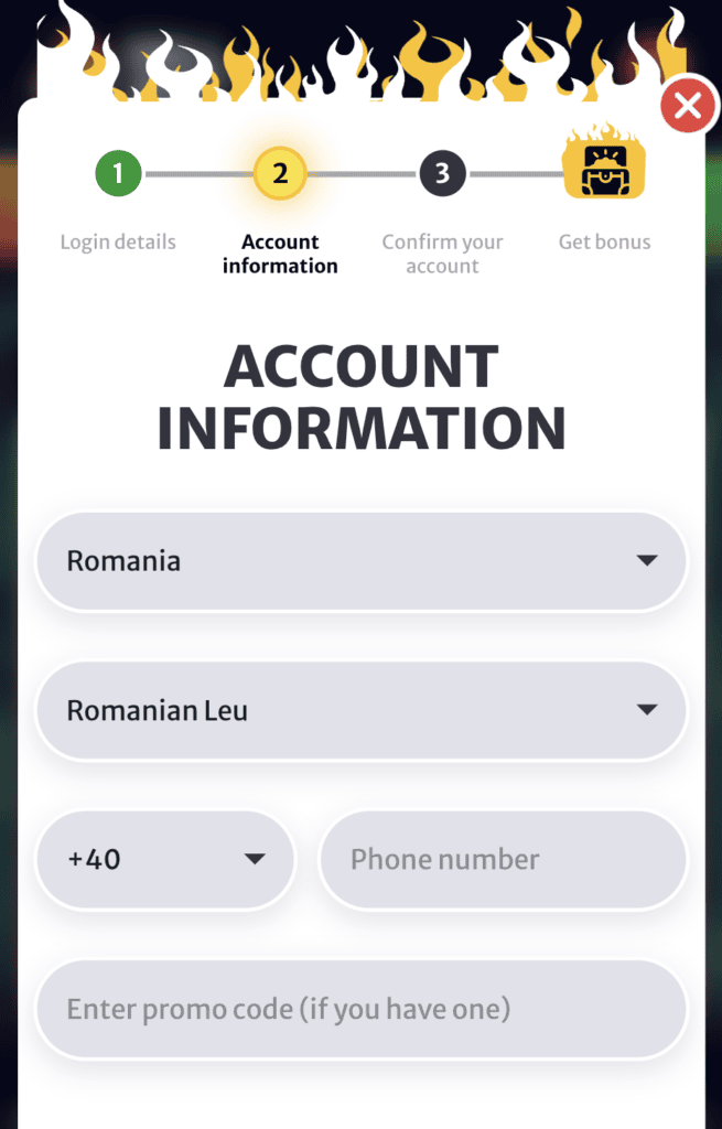 Completează informațiile legate de cont și identitate
