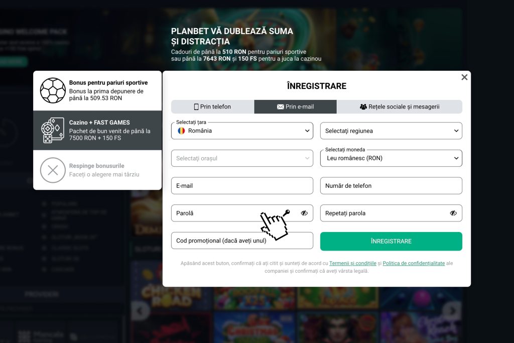 Completează formularul de înregistrare