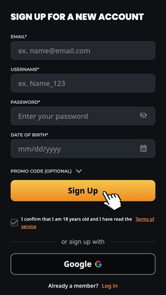 Apasă butonul "Sign up"