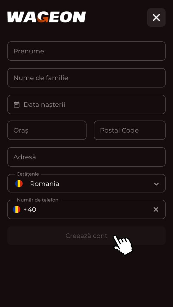 Completează partea a doua parte a formularului și apasă butonul “Creează cont”