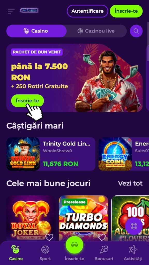 Apasă butonul “Înscrie-te”