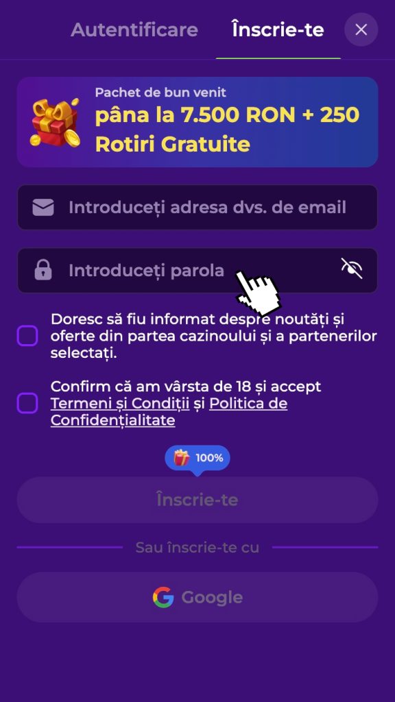 Completează cererea online de înregistrare