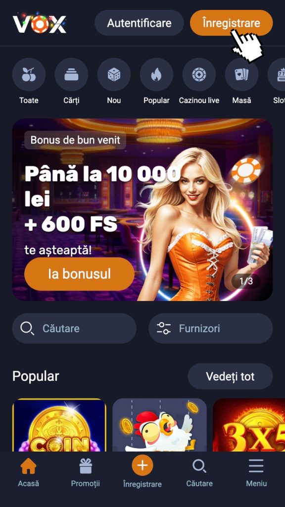 Accesează platforma online Vox pentru a începe înregistrarea