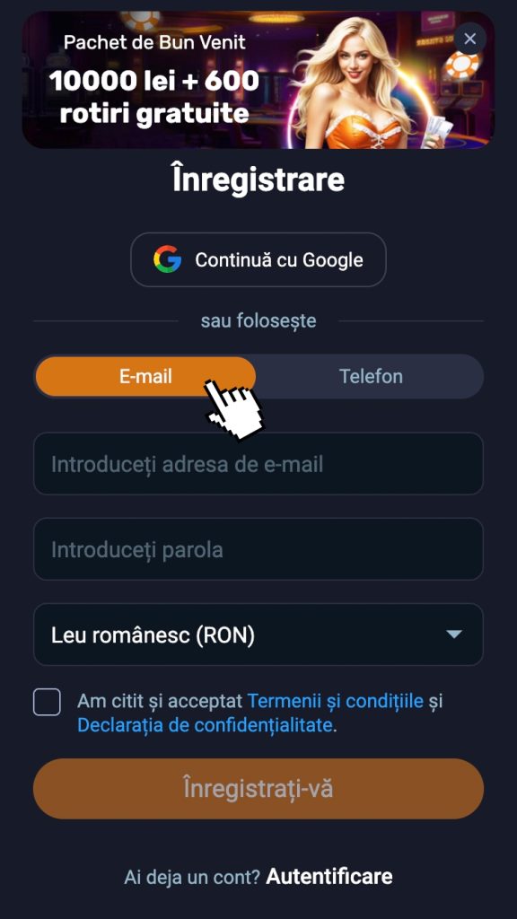 Alege-ți opțiunea de înscriere
