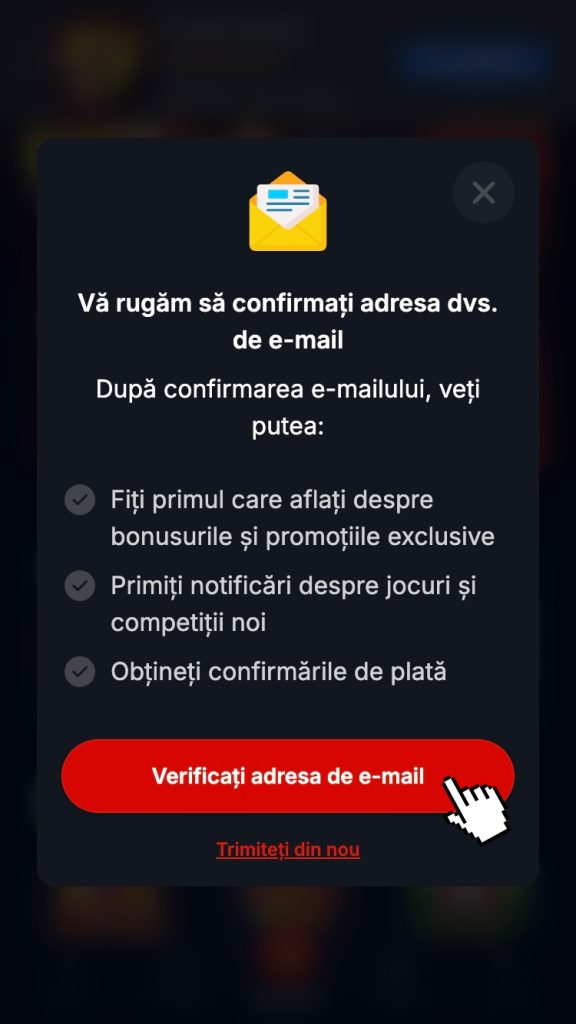 Verifică-ți adresa de e-mail/ numărul de mobil și acceptă notificările