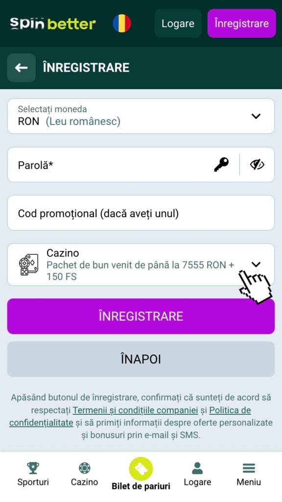 Accesează platforma de cazinou