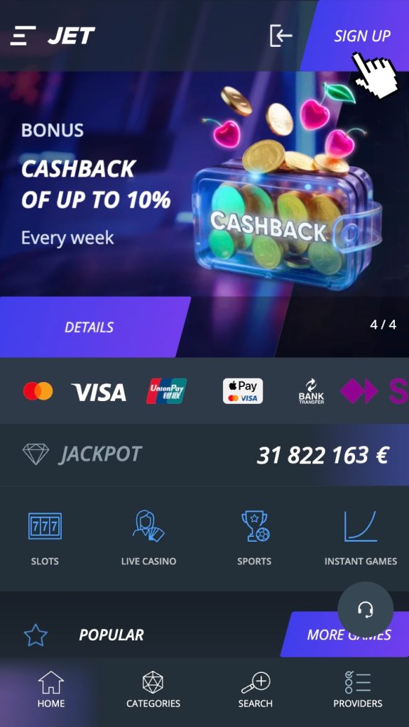 Accesează site-ul de casino