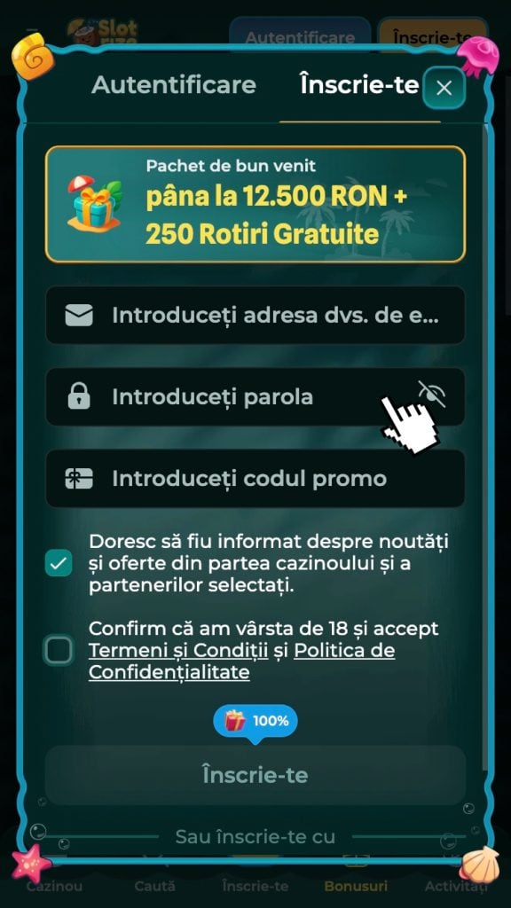 Completează datele de logare