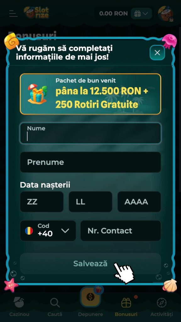 Completează datele personale