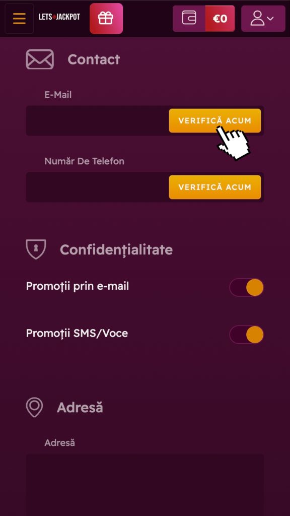 Verificarea adresei de email